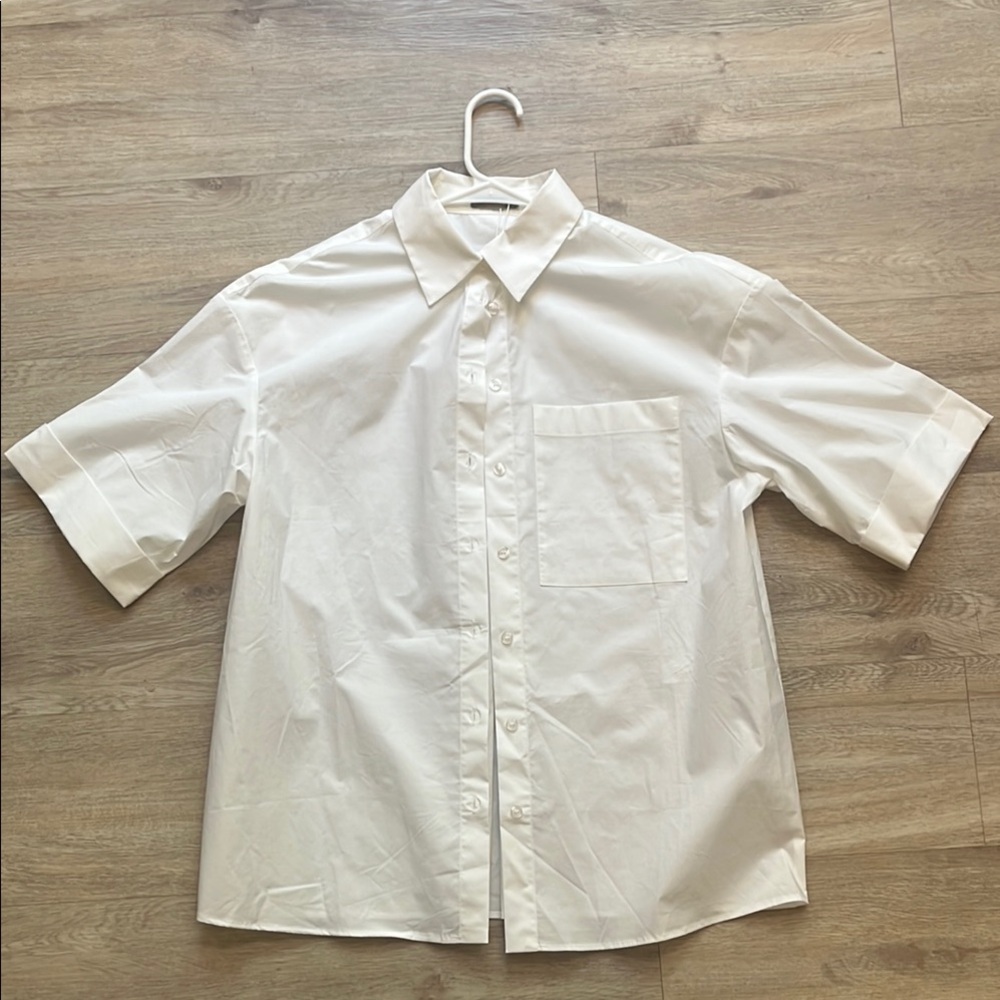 NWT Oversized Boxy Fit Short-Sleeve White Dress Shirt
